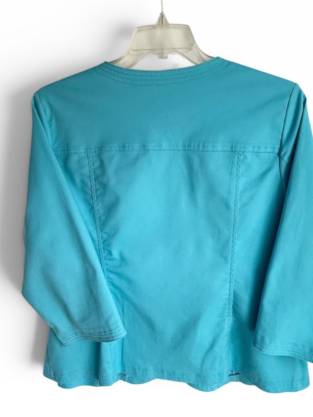 Ruby Rd. 18W Turquoise Button-Front Jean Jacket - Picture 6 of 13